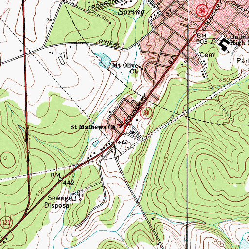 Topographic Map of Saint Mathews Church, SC