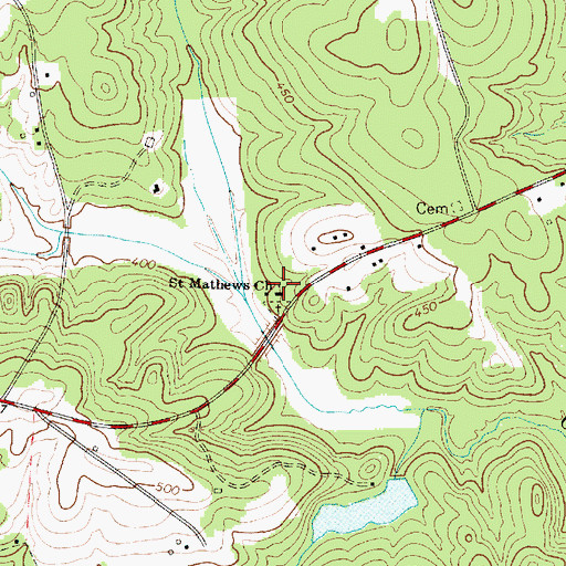 Topographic Map of Saint Mathews Church, SC