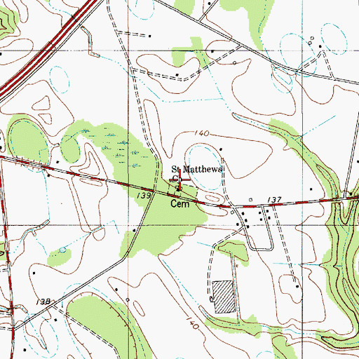 Topographic Map of Saint Matthews Church, SC