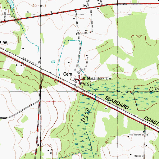 Topographic Map of Saint Matthews Church, SC