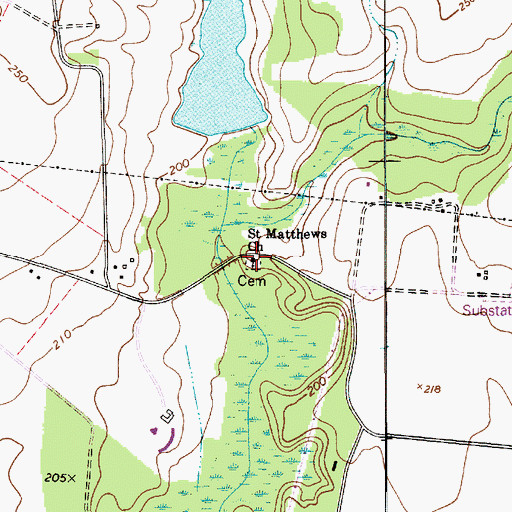 Topographic Map of Saint Matthews Church, SC