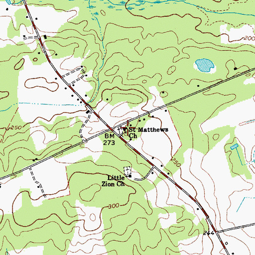 Topographic Map of Saint Matthews Church, SC