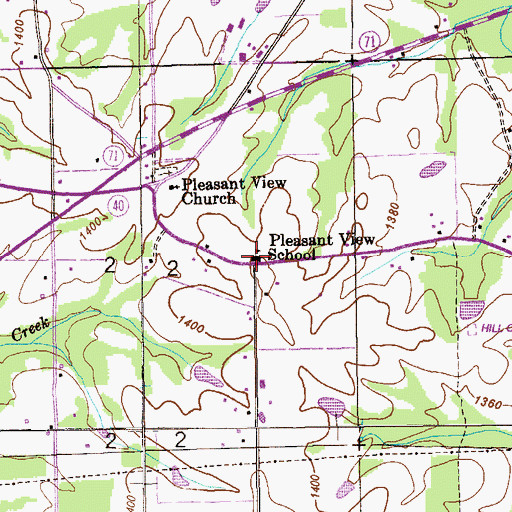 Topographic Map of Pleasant View School, AL