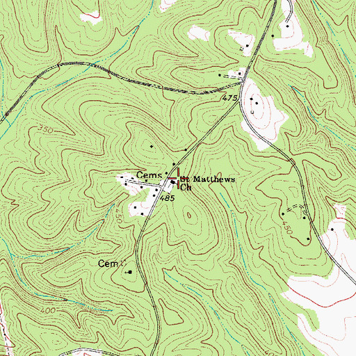 Topographic Map of Saint Matthews Church, SC