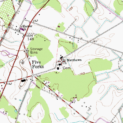 Topographic Map of Saint Matthews Church, SC