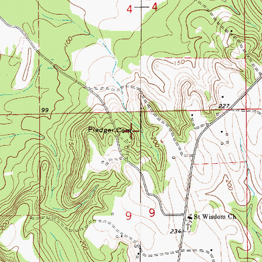 Topographic Map of Pledger Cemetery, AL