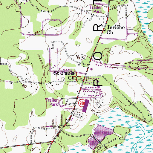 Topographic Map of Saint Pauls Church, SC