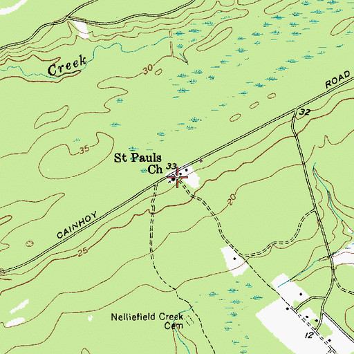 Topographic Map of Saint Pauls Church, SC
