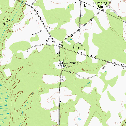 Topographic Map of Saint Pauls Church, SC