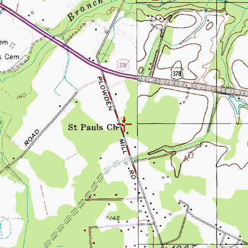 Topographic Map of Saint Pauls Church, SC