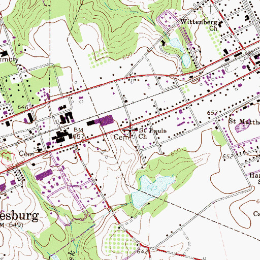 Topographic Map of Saint Pauls Church, SC