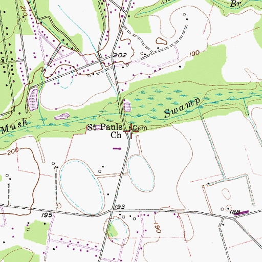 Topographic Map of Saint Paul Lutheran Church, SC