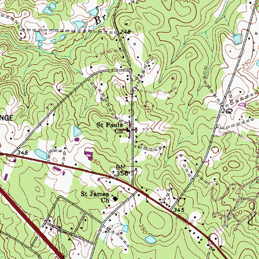 Topographic Map of Saint Pauls Church, SC