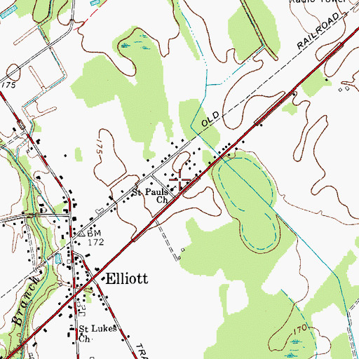 Topographic Map of Saint Pauls Church, SC
