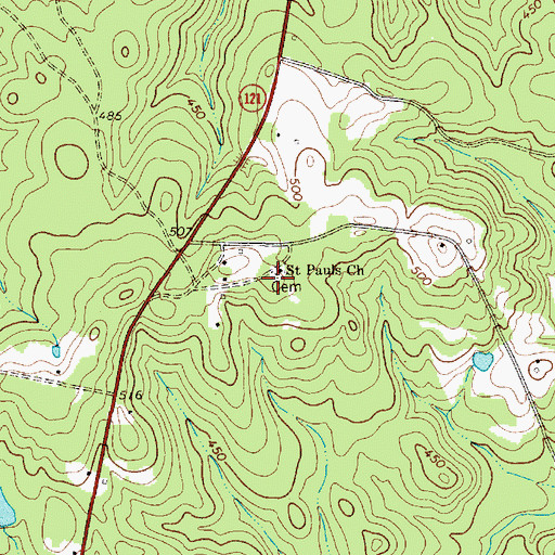 Topographic Map of Saint Pauls Church, SC