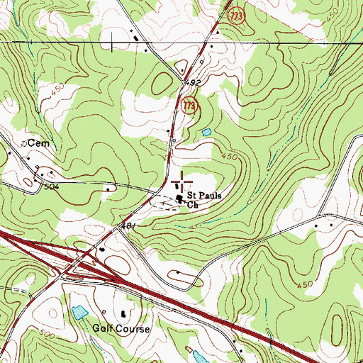 Topographic Map of Saint Pauls Lutheran Church, SC