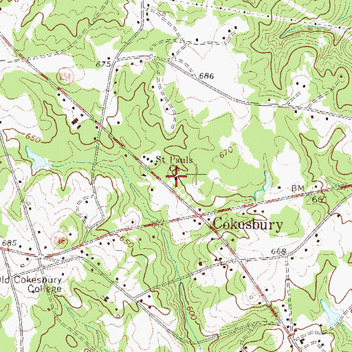 Topographic Map of Saint Pauls Church, SC