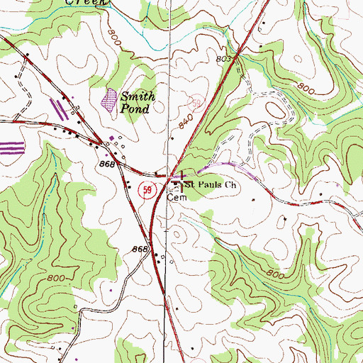 Topographic Map of Saint Paul Baptist Church, SC