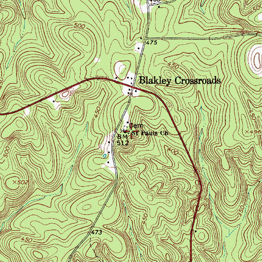 Topographic Map of Saint Pauls Church, SC