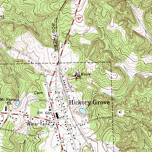 Topographic Map of Saint Pauls Baptist Church, SC