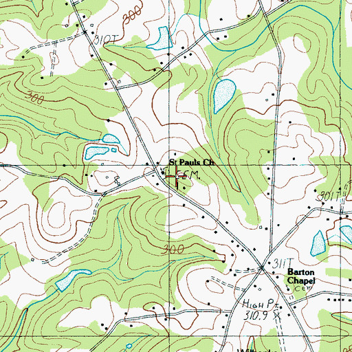 Topographic Map of Saint Pauls Church, SC