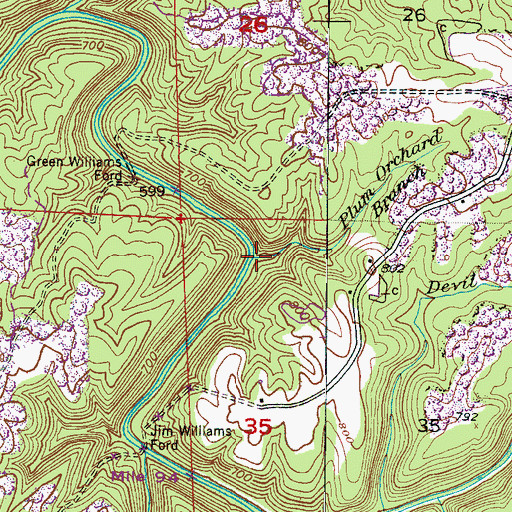 Topographic Map of Plum Orchard Branch, AL