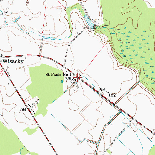 Topographic Map of Saint Pauls Number 1 Church, SC
