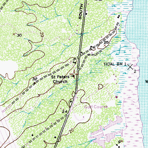 Topographic Map of Saint Peters Lutheran Church, SC