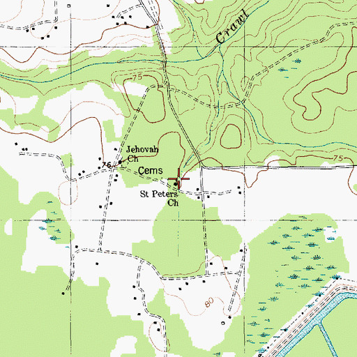 Topographic Map of Saint Peters Church, SC