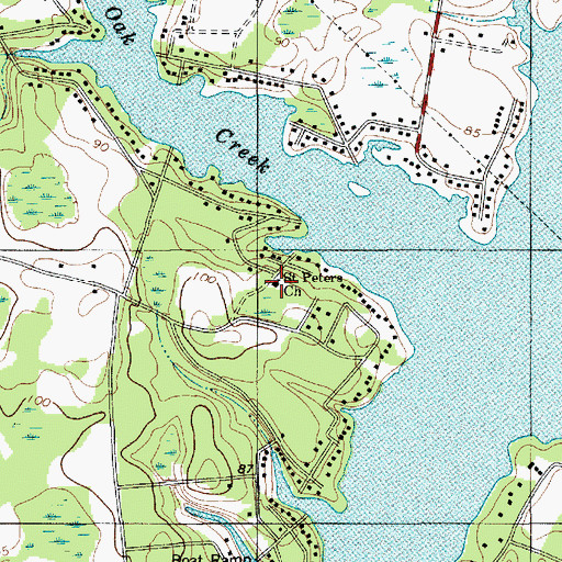 Topographic Map of Saint Peters Church, SC