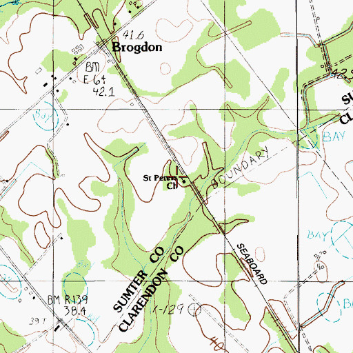 Topographic Map of Saint Peters Church, SC