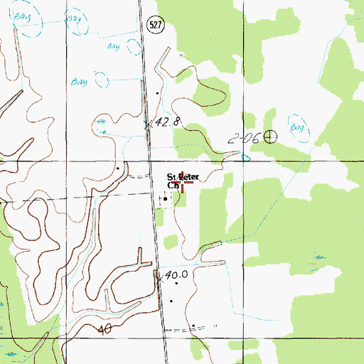 Topographic Map of Saint Peter Church, SC