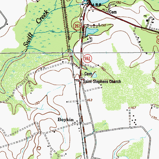 Topographic Map of Saint Stephens Church, SC