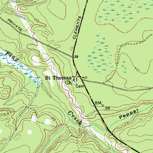 Topographic Map of Saint Thomas Church, SC