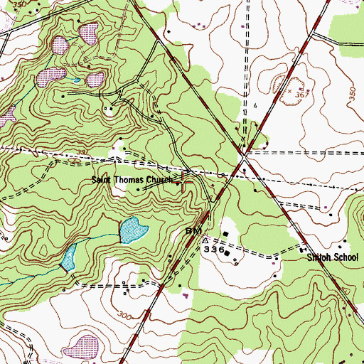 Topographic Map of Saint Thomas Church, SC