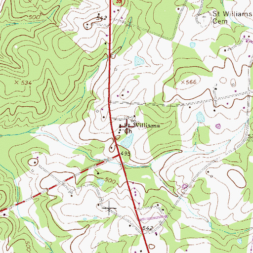 Topographic Map of Saint Williams Church, SC