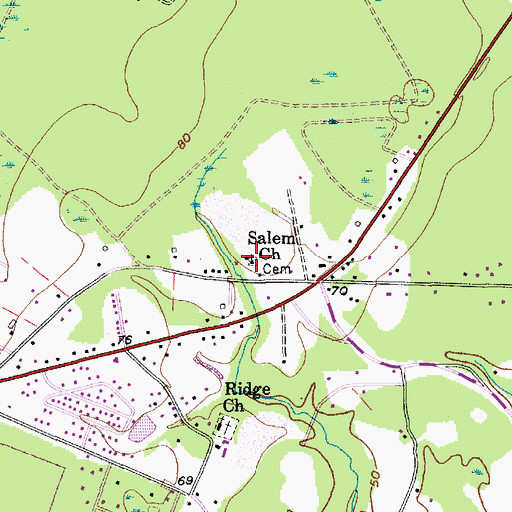 Topographic Map of Salem Baptist Church, SC
