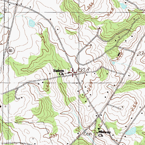 Topographic Map of Salem Baptist Church, SC