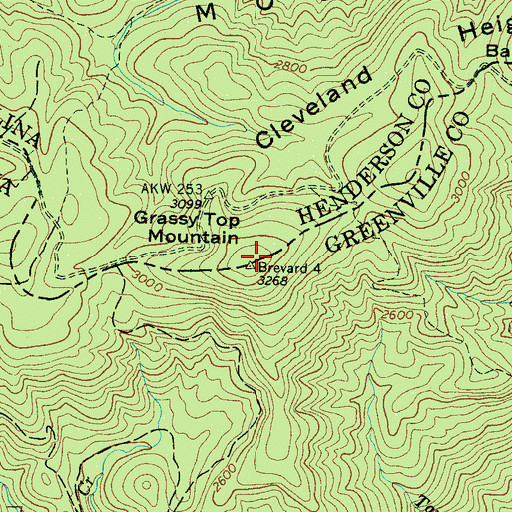Topographic Map of Saluda Mountains, SC