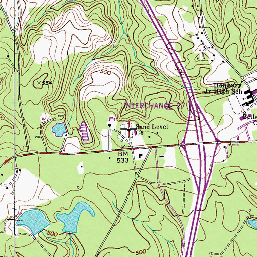 Topographic Map of Sand Level Church, SC