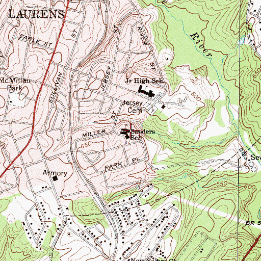 Topographic Map of Sanders School, SC