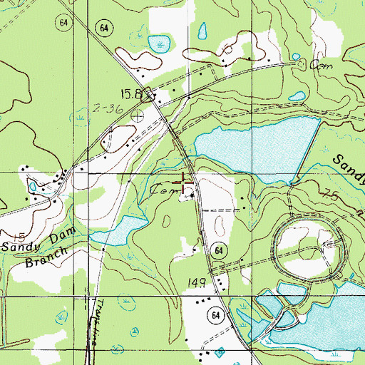 Topographic Map of Sandy Dam Church, SC