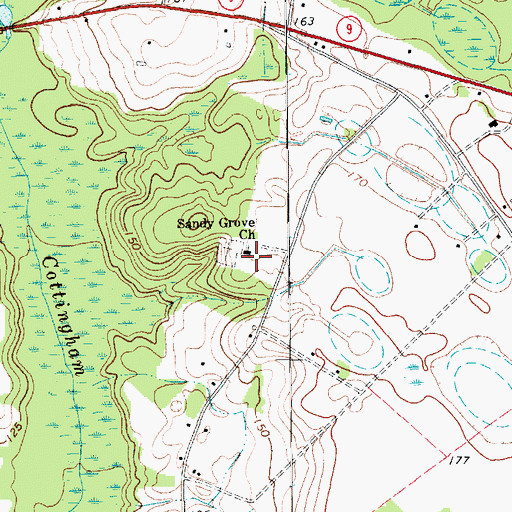 Topographic Map of Sandy Grove Church, SC