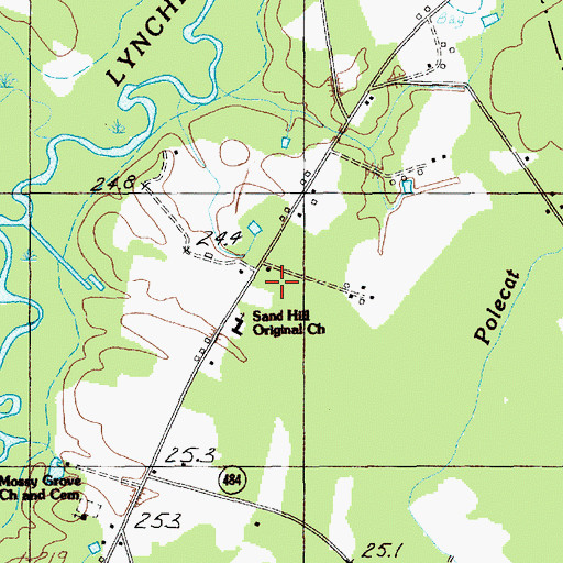 Topographic Map of Sandy Hill School (historical), SC