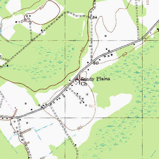 Topographic Map of Sandy Plains Church, SC