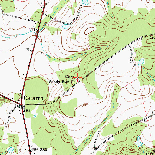 Topographic Map of Sandy Run Baptist Church, SC