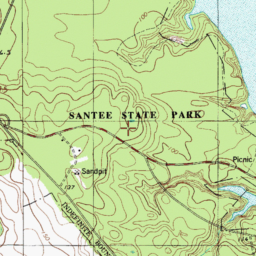 Topographic Map of Santee State Park, SC
