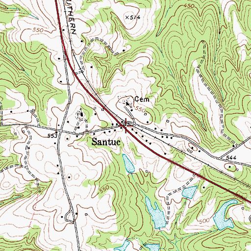 Topographic Map of Santuc, SC