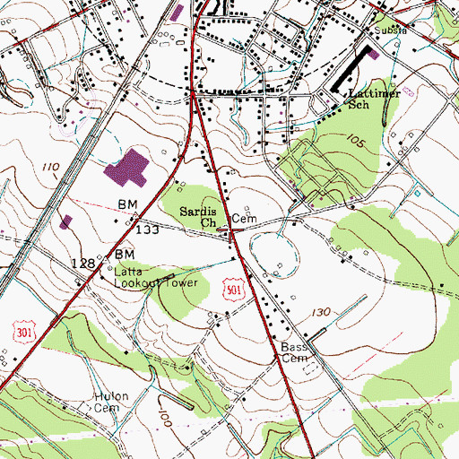 Topographic Map of Sardis Baptist Church, SC