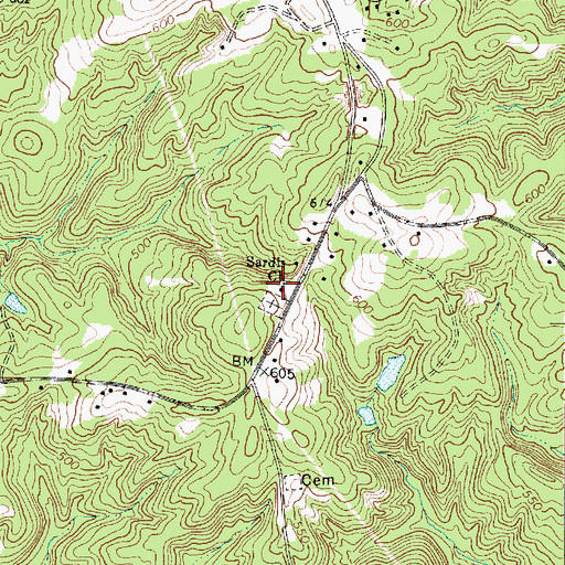 Topographic Map of Sardis United Methodist Church, SC